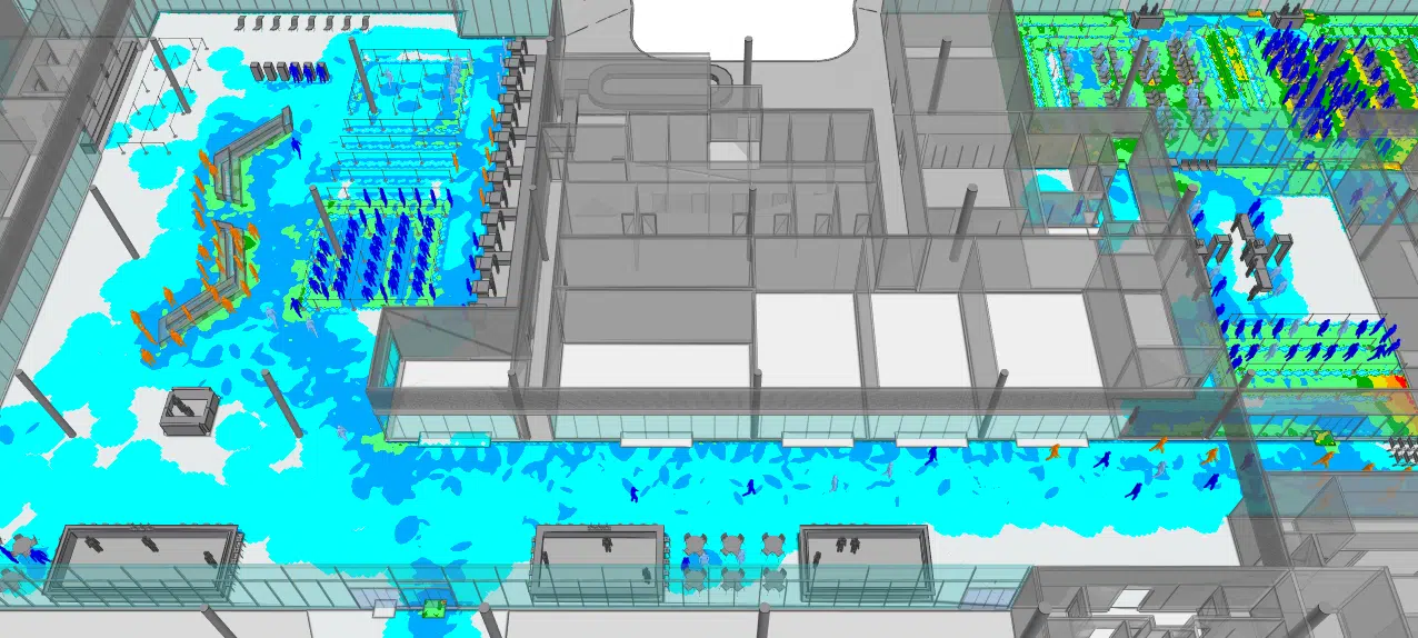 Macae Airport MassMotion model - heat map