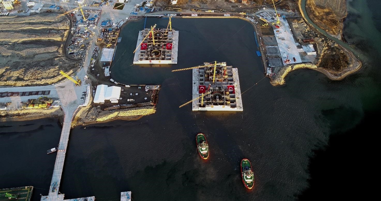 Tower foundation caissons float-out