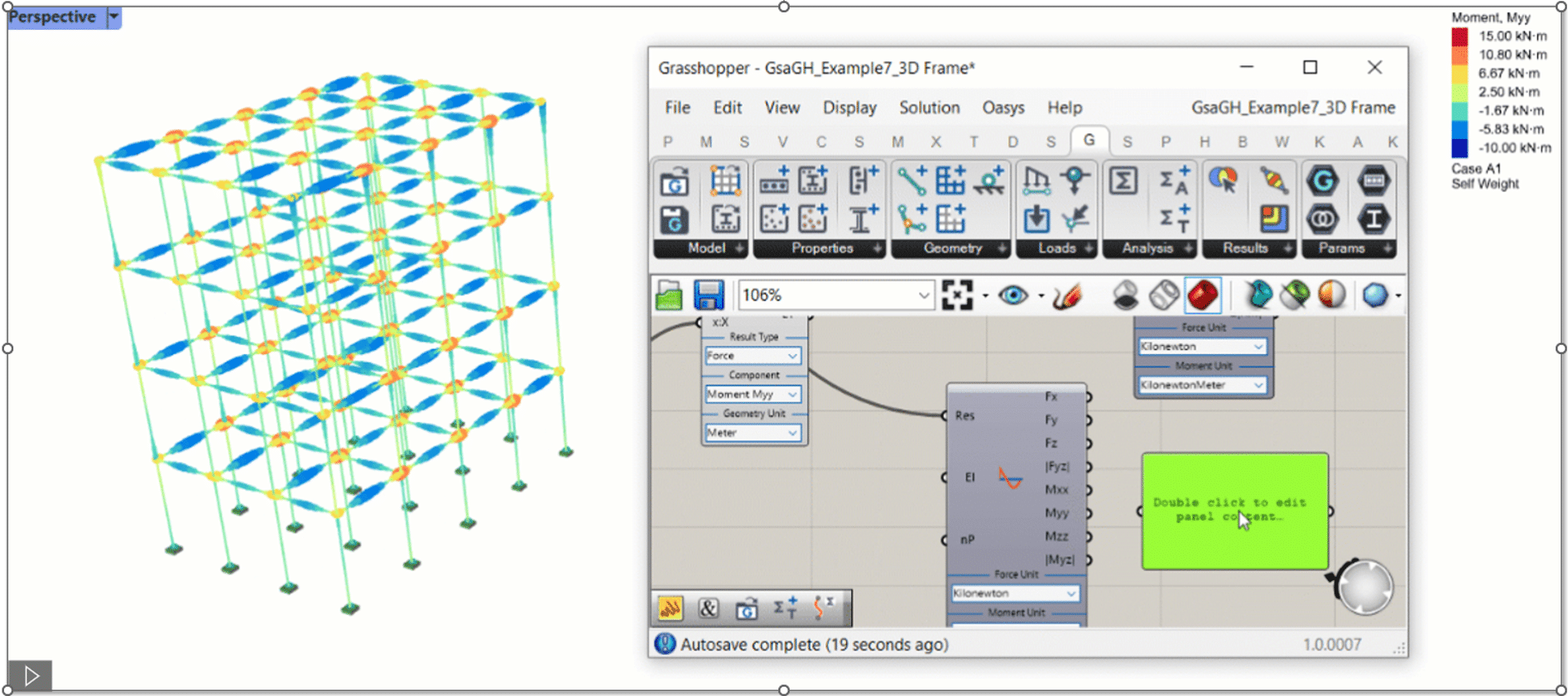 Oasys GSA-Grasshopper plugin model