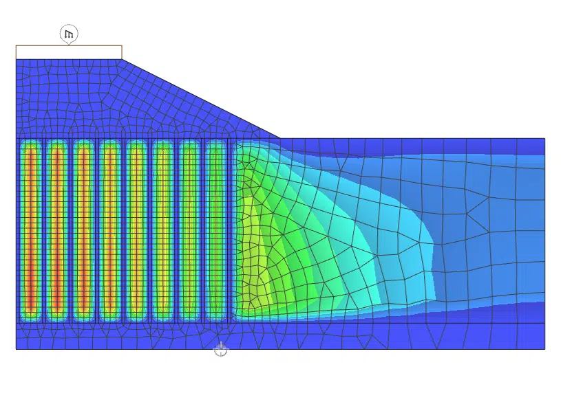 Consolidation - contours of excess pore water pressure with prefabricated vertical drains in Oasys Gofer