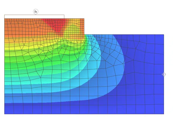 Contours for c phi stability calc of gravity L section retaining wall (failure mech) in Oasys Gofer