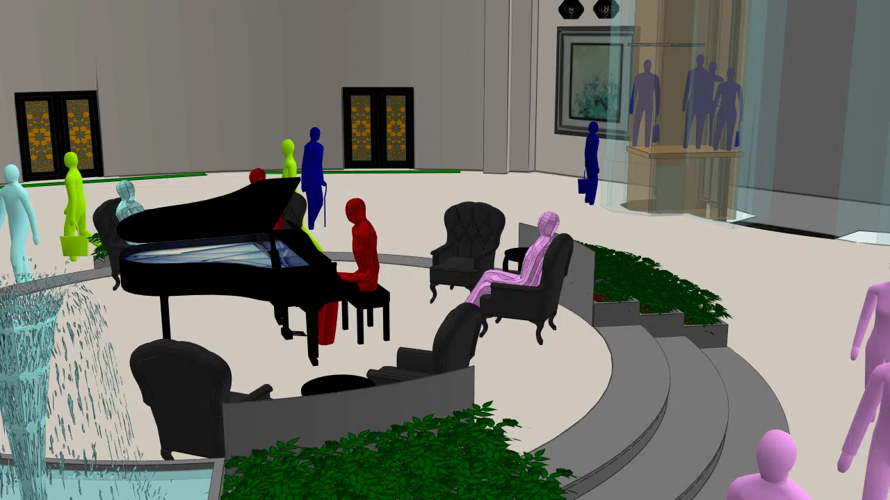 Hotel lobby Oasys MassMotion model