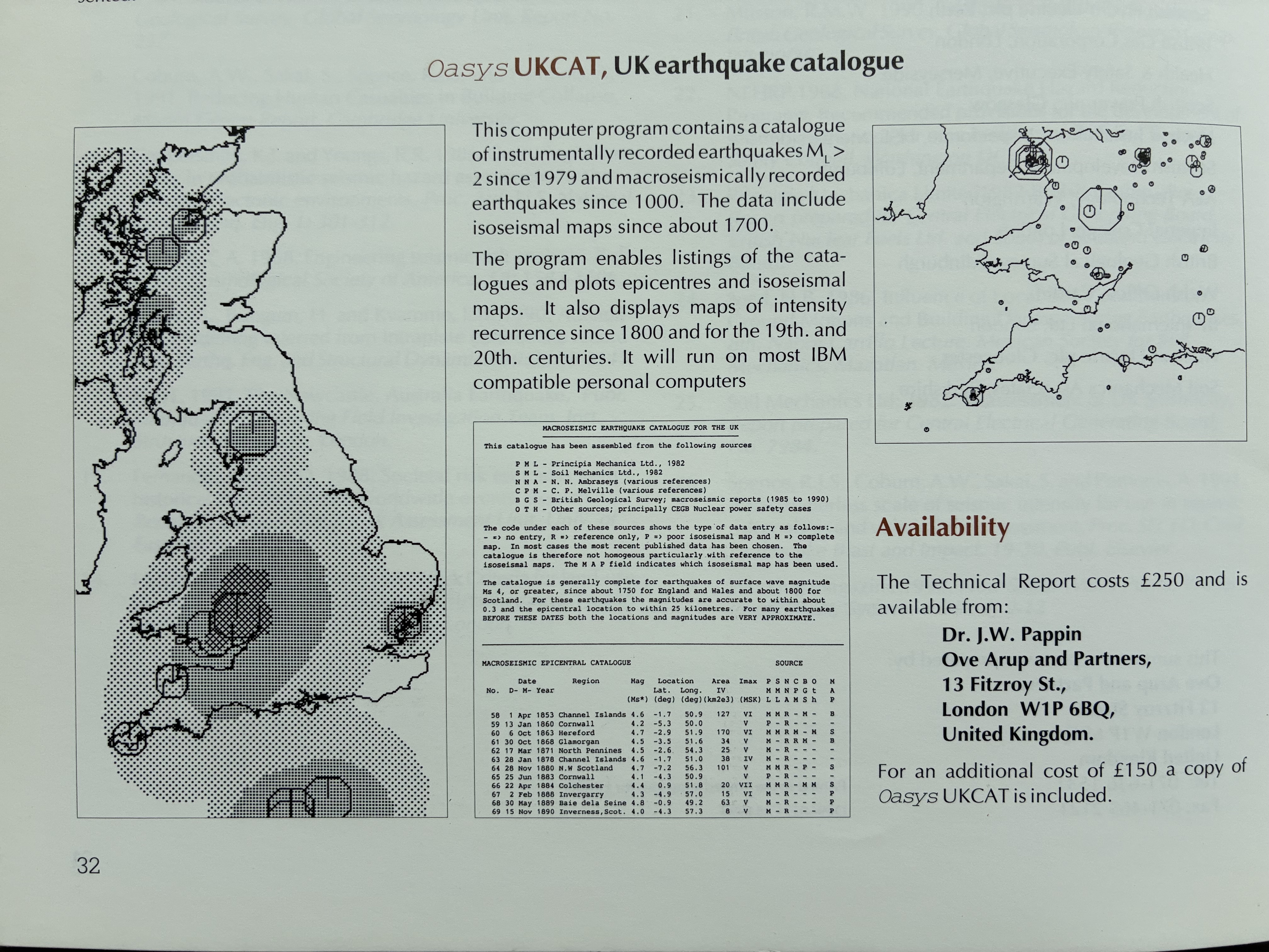 UK earthquake catalogue programme